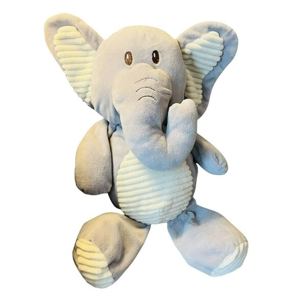 Kellytoy Gray Elephant Plush Rattle Cream Ribbed Velour Baby Toy 20 inch Large - Picture 3 of 7
